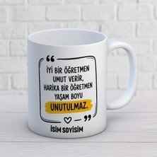 Ajans 313 AJANS313 Öğretmenler Günü Hediyesi Isme Özel Kupa Bardak - "harika Bir Öğretmen Yaşam Boyu Unutulmaz" Baskılı Kahve Kupası