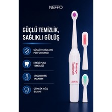 Neffo Elektronik Pilli Diş Fırçası Yumuşak Dokulu Ağız Diş Sağlığı 3 Başlıklı