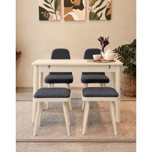 Uvi Collection Vina Mini Açılır Mutfak Masa Takımı, Krem Antrasit (1 Masa + 2 Sandalye + 2 Tabure)