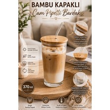 Porsima 12474 Vanes Bambu Kapaklı Cam Pipetli Bardak 370 ml – Sızdırmaz Silikon Contalı Sıcak & Soğuk Içecek Bardağı