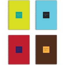 Be Online A4 Spiralli Okul Defteri 4\'lü Set - 80 Yaprak 2 Çizgili + 2 Kareli Karton Kapak