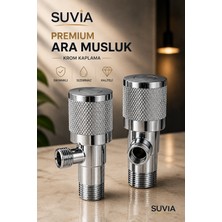 Suvia Taharet Musluğu Ara Musluk 2 Adet Krom Metal Aç Kapa Vana Banyo Tuvalet Su Vanası