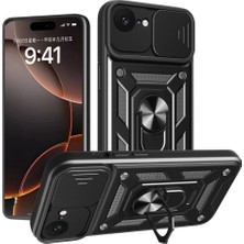 Marsilyan™- Apple Iphone 16E Kılıf Pars Lens Yüzüklü Silikon - Siyah
