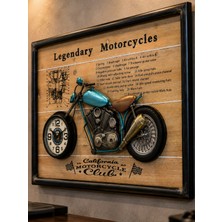 Biton Toptan 3D Dekoratif Metal Motosiklet Duvar Saati Tablo 60X40 cm | Vintage Motorcycle Tablo | Lüx Hediyelik