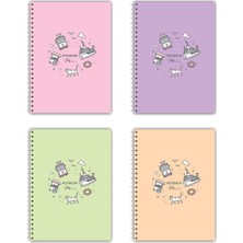 Be Online A4 Spiralli Okul Defteri 4\'lü Set - 80 Yaprak 2 Çizgili + 2 Kareli Karton Kapak