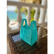 Cello Design Aqua Bag Transparan Turkuaz Tasarım Vazo – Çanta Formlu Modern Dekoratif Obje