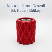 Mottopi Ehlikeyf Kırmızı Elmas Desenli,1 Kadeh Yuvalı,Metal İç Hazneli,Termojelli Soğutucu