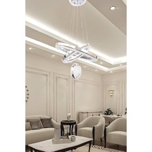 Kardelen Krom Modern Tasarım Sarkıt LED Avize 3 Renk Işık Kristal Görünüm Oturma Odası Yemek