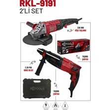Retools RKL-9191 Bordo 2'li Set (2.28 Pro Kırıcı Delici + 230 Nm Köşe Taşlama)