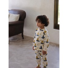 Cigit Desenli Pijama Takımı 2-8 Yaş Ekru