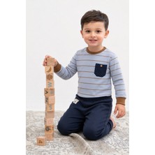 Cigit Çizgili Mevsimlik Pijama Takımı 1-8 Yaş Mavi