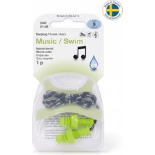 SwedSafe Music & Swim Kulak Tıkacı, Suya Karşı Koruma, Tekrar Kullanılabilir, Kordonlu, Yüzme, Banyo ve Konser