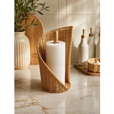 Dekoratif Rattan Kağıt Havluluk Standı Bambu Direkli Mutfak Kağıt Havlu Tutacağı