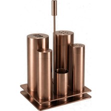 Zerr Beş Parça Paslanmaz Masa Üstü Tuzluk-Biberlik Seti, Bronz Renk (ZM-500 Bronz)