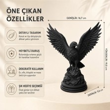 Siyah Dekoratif Kartal Biblo Kanatları Açık Kartal Figürü Ev Ofis Masaüstü Dekor 19,5 cm