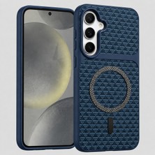 Coverzone Poco X8 Pro Max ile Uyumlu Karbon Kaplama Telefon Kılıfı Magsafe ile Uyumlu 2mm Yükseltilmiş Kamera Korumalı Kadife Iç Yüzeyli Darbe Emici Premium New Volten Koruyucu Kılıf Lacivert