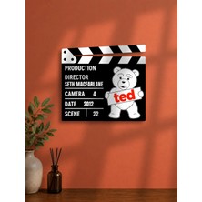 Gişe Arts Duvar Dekoru / Klaket Tablo (Siyah) - Ayı Teddy (Ted)