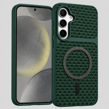 Coverzone Poco X8 Pro Max ile Uyumlu Karbon Kaplama Telefon Kılıfı Magsafe ile Uyumlu 2mm Yükseltilmiş Kamera Korumalı Kadife Iç Yüzeyli Darbe Emici Premium New Volten Koruyucu Kılıf Koyu Yeşil