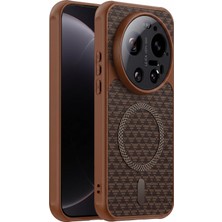 Coverzone Xiaomi Mi 17 Ultra ile Uyumlu Karbon Kaplama Telefon Kılıfı Magsafe ile Uyumlu 2mm Yükseltilmiş Kamera Korumalı Kadife Iç Yüzeyli Darbe Emici Premium New Volten Koruyucu Kılıf Kahverengi