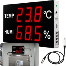 Sevgift Huato Cablesense-50 Kablolu Ekstra Büyük Sıcaklık Nem Göstergesi | 3 M Sensörlü | 12,5 cm Rakam