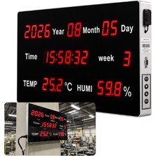 Sevgift Huato Max-18 Büyük Dijital Sıcaklık Nem Ölçer | Saat ve Tarih Göstergeli | 4,5 cm LED Ekran