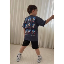 Cg Kids Sonic Erkek Çocuk Tshirt & Şort Alt Üst Takım Süper Kalite Sırt Baskı Detay