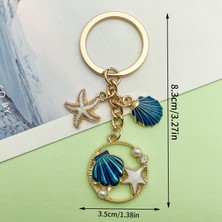 Hilosh Denizyıldızı Kabuğu Inci Okyanus Mavisi Anahtarlık Çanta Aksesuarı