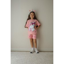Cg Kids Kuromi ve Cinnamoroll Tshirt&şort Kız Çocuk Alt Üst Süper Tarz Takım