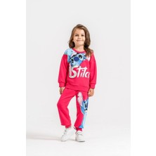 Cg Kids Fuşya Renk Eşofman Baskı Detaylı Mükemmel Kalite Sweatshirt & Eşofman Alt Üst Takım
