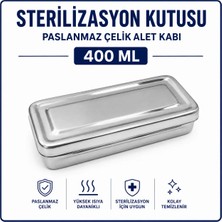 Labolist Sterilizasyon Kutusu - Paslanmaz Çelik Alet Kabı 400 ml