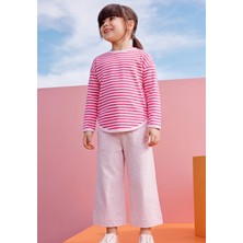 Cigit Oversize Çizgili Mevsimlik Takım 2-7 Yaş Pudra Mercan Çizgili