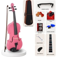 Midex HGA-24PINK-TYS 1/2 Kaliteli Pembe Keman Seti 8-10 Yaş Çocuk Kemanı