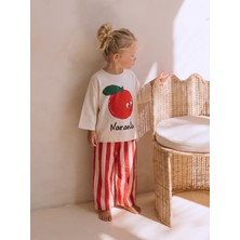Cigit Oversize Baskılı Mevsimlik Takım 2-10 Yaş Ekru Pembe Çizgili