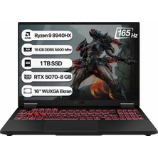 Asus Tuf Gaming A16 FA608PP-RV160 Amd Ryzen 9 8940HX 16GB 1tb SSD RTX5070-8GB 115W Freedos 16" Wuxga 165Hz Taşınabilir Bilgisayar