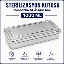 Labolist Sterilizasyon Kutusu - Paslanmaz Çelik Alet Kabı 1000 ml