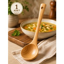 Special Action Doğal Bambu Ahşap Çorba ve Yemek Kepçesi 26 cm Servis Kepçesi Çizmez Isıya Dayanıklı 1 Adet
