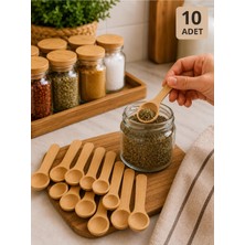 Special Action 10 Adet Mini Bambu Baharat Tuz Şeker Kaşığı Ahşap Ölçü ve Servis Kaşığı Kahve Kaşığı