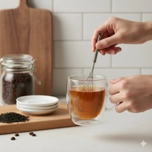 Special Action Mini Çırpıcı Uçlu Çay Kaşığı | Paslanmaz Çelik Çırpma Teli Şeklinde Kahve ve Tatlı Kaşığı 6 Adet