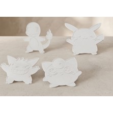 Renibo 2d Pokémon 4'lü Boyanabilir Ham Figür Seti - Pikachu, Charmander, Gengar, Jigglypuff (Kendin Boya Hobi Seti)