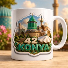 AJANS313 Konya Sevimli Semazen Karakter Tasarımlı Kupa Bardak - Memleket Seri 42 Konya Yeşil Kubbe Kahve Kupası