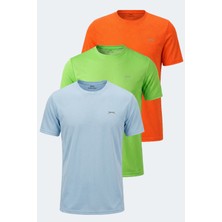 Slazenger Haunted I 3 Lü Set Erkek  Neon Yeşil - Neon Turuncu - Açık Mavi Tişört