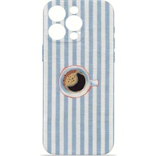 Velvoria iPhone 15 Pro Valestra Ince Kamera Korumalı Mika Kılıf Mocha Pinstripe