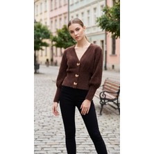 Aymiss Moda V Yaka,metal Düğmeli,şık Hırka