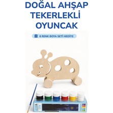 212toyzz Ahşap Uğur Böceği Oyuncak Doğal El Yapımı Boyanabilir Eğitici Oyuncak+6'lı Boya Seti Hediye