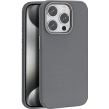 Piili iPhone 15 Leather Magsafe Kılıf – Gri