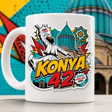 AJANS313 Konya Grafiti ve Çizgi Roman Stili Kupa Bardak - Memleket Seri 42 Konya Gönüller Şehri Kahve Kupası