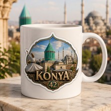 AJANS313 Konya Selçuklu Mimarisi ve Yeşil Kubbe Tasarımlı Kupa Bardak - Memleket Seri 42 Konya Kahve Kupası