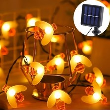 Gaman Güneş Enerjili Arı Figürlü Dekoratif LED Işık 6,5 Metre - 8 Mod Bahçe, Balkon, Teras Süsleme Dekoru