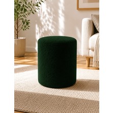 Azra Mobilya Silindir Puf Welsoft Yumuşak Kumaş Yeşil , Makyaj Pufu Yatak Odası Pufu 40X45
