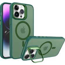 Piili iPhone 15 Metal Bracket Magsafe Mat Kılıf – Yeşil